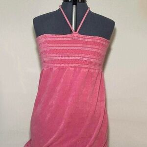 Pink terry cloth swim coverup dress